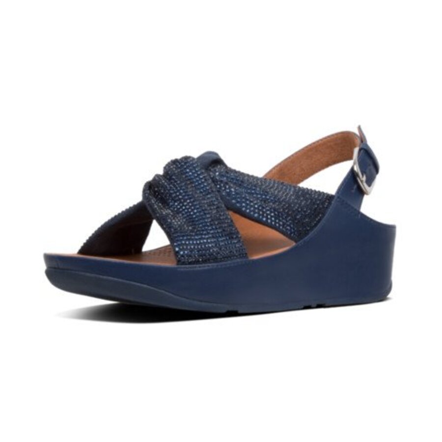 FitFlop TWISS CRYSTAL BACK-STRAP SANDALS MIDNIGHT NAVY (size: 36)