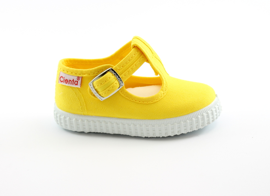 CIENTA 51000 04 amarillo giallo scarpe Bambina Bebè bottone finta fibbia tessuto