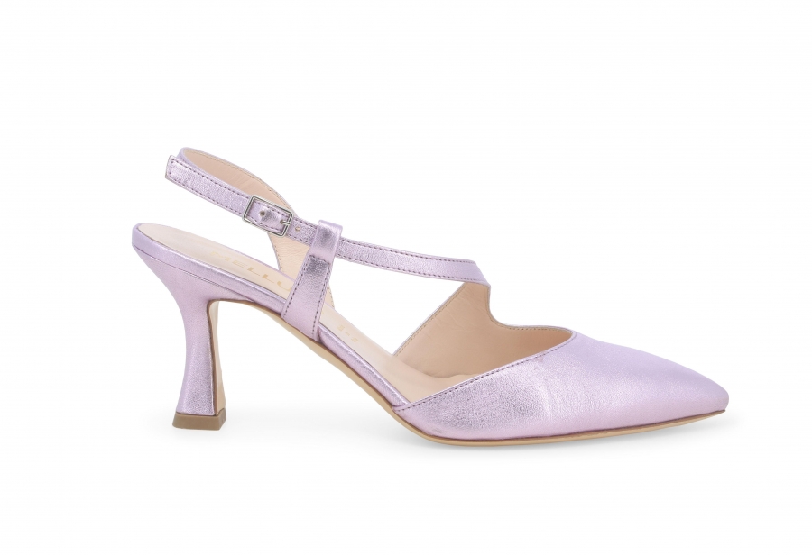 Decollete donna slingback in pelle rosa glicine e1634zv