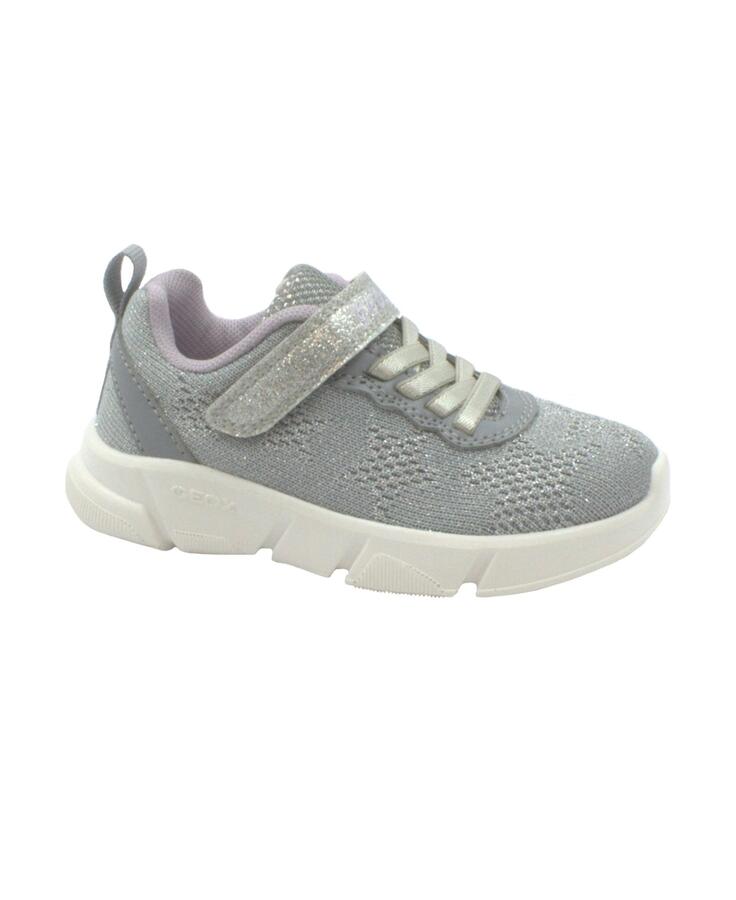 GEOX J25DLD 36 silver lilac argento scarpe bambina sneakers strappo lacci elastici traspiranti