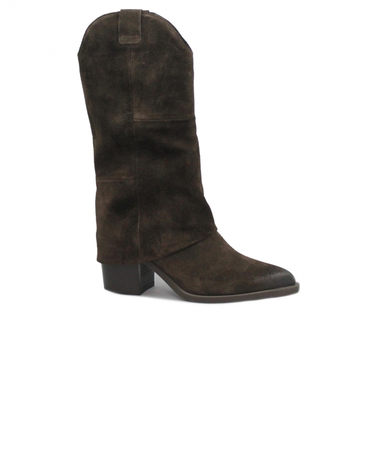 HELENA BACKER DESIRE testa di moro stivale donna camoscio punta risvolto pelle