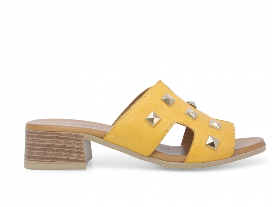 Ciabatta donna in pelle giallo k56018z