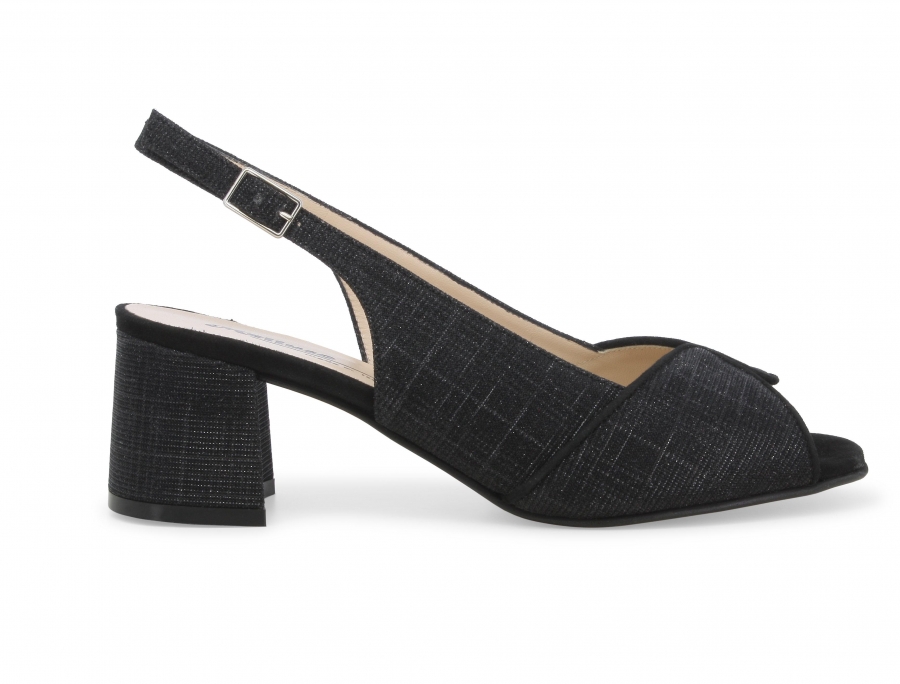 Sandalo donna comodo elegante in tessuto nero s634z