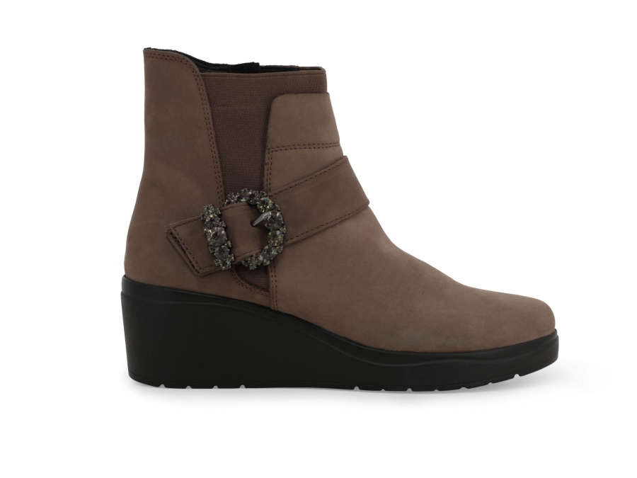 Stivaletto comodo donna in morbida pelle beige k53019