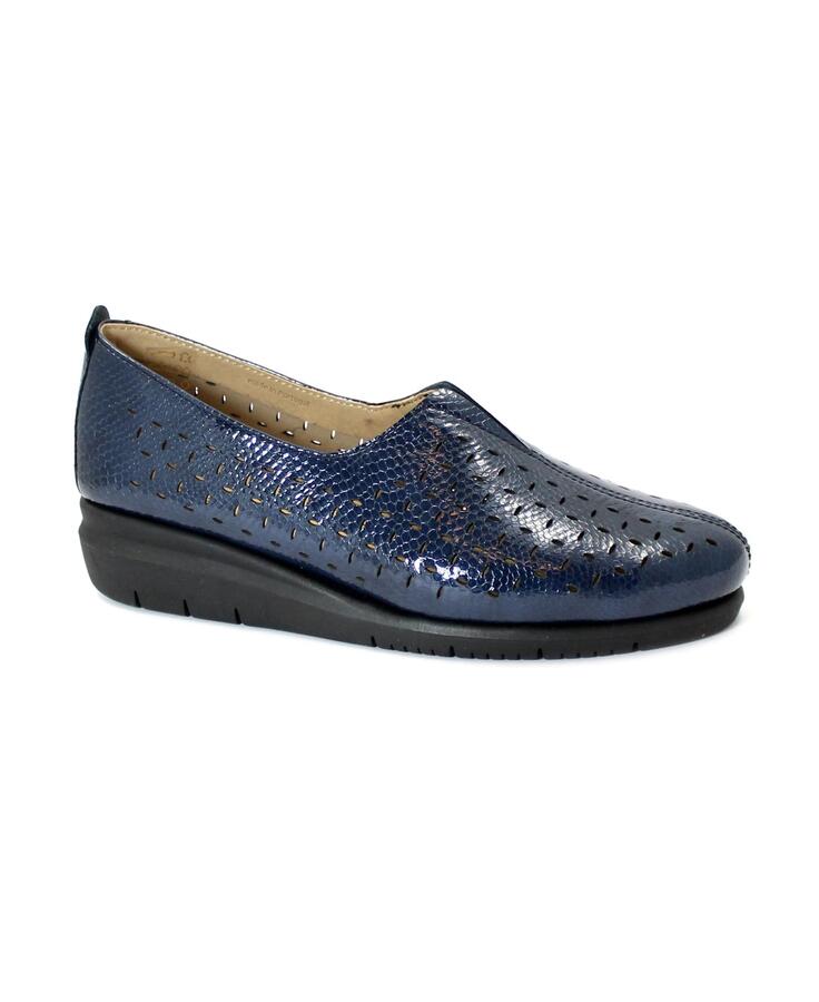 GRUNLAND RYSA SC5656 blu scarpe donna zeppetta elastico montante vernice