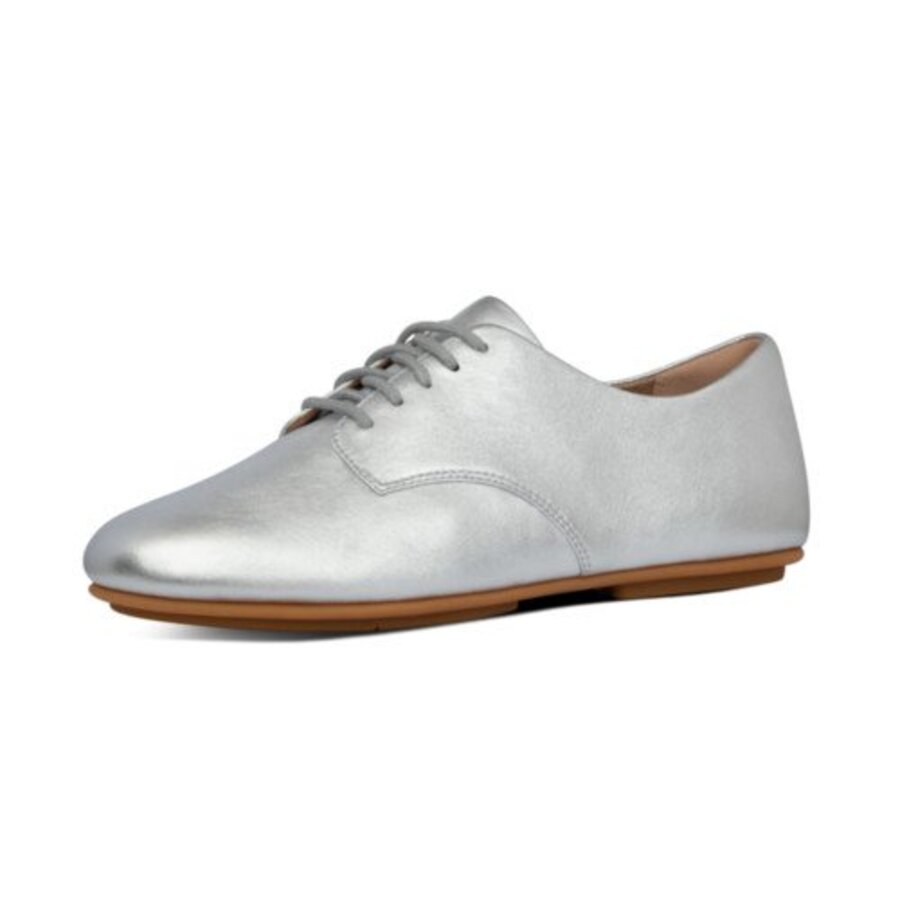 FitFlop ADEOLA LEATHER LACE UP DERBYS SILVER (size: 39)