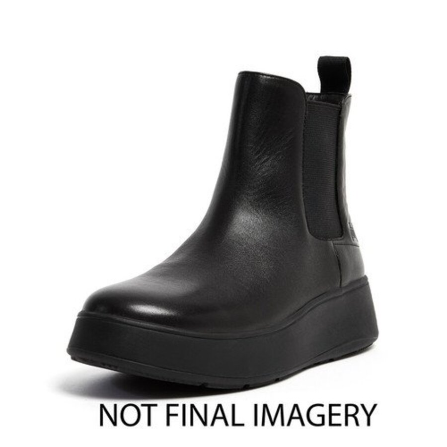 FitFlop F-MODE LEATHER FLATFORM CHELSEA BOOTS ALL BLACK (size: 36)
