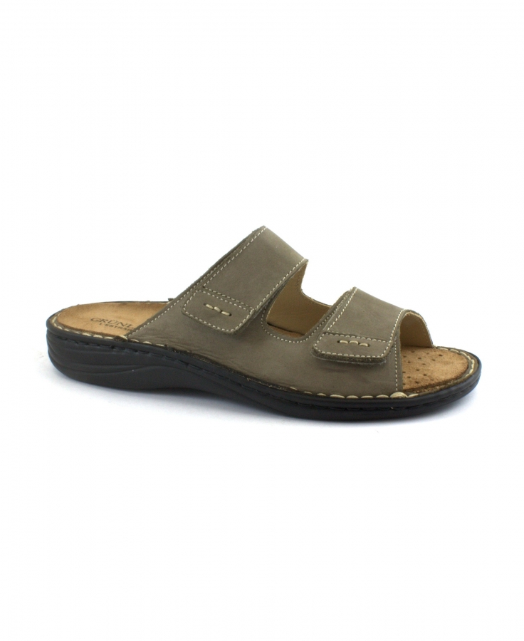 GRUNLAND LINO CE0159 kaki ciabatta uomo plantare estraibile strappi pelle