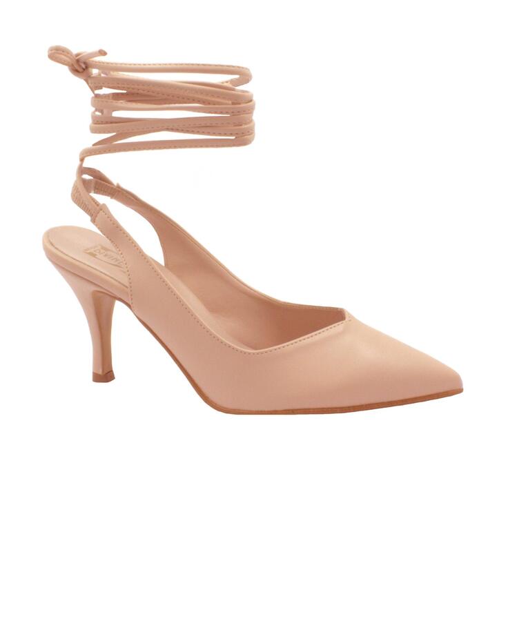 DIVINE FOLLIE 3549 cipria nude rosa scarpe donna decolleté tacco punta lacci alla caviglia