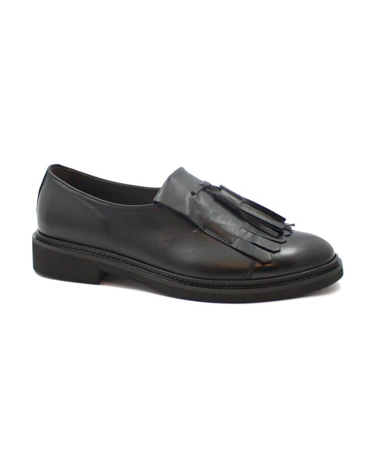 FRANCO FEDELE D549 nero scarpe donna slip on elastico frangia senza lacci