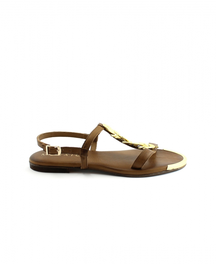 MOSAIC M1450 brown marrone donna sandali cinturino accessorio foglia dorata