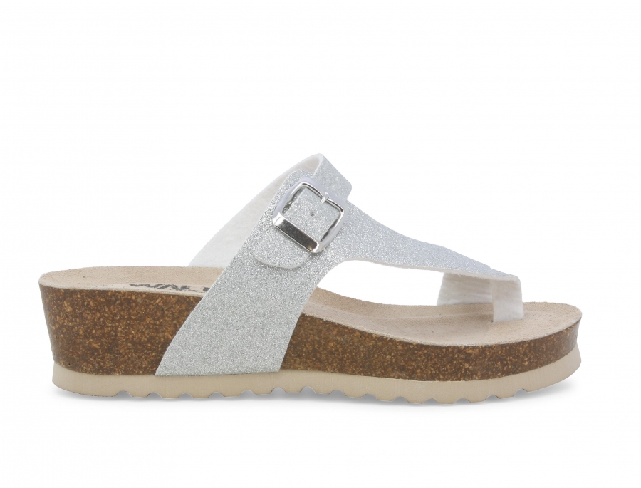 Ciabatta donna in similpelle argento 018140z