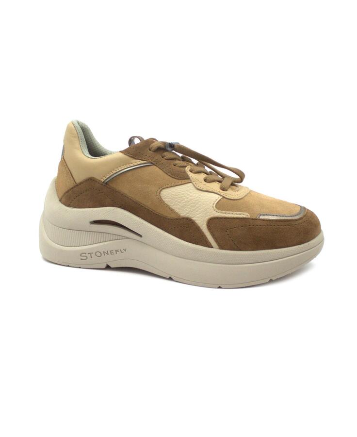 STONEFLY 220158 cocoa brown marrone scarpe donna sneaker laccio elastico pelle camoscio