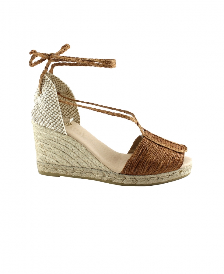 SUYUTE 6716 cuero cuoio scarpe sandali donna zeppa corda laccio espadrillas