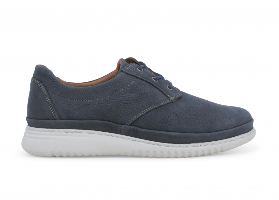 Mocassino allacciato uomo in nabuck blu u41139z