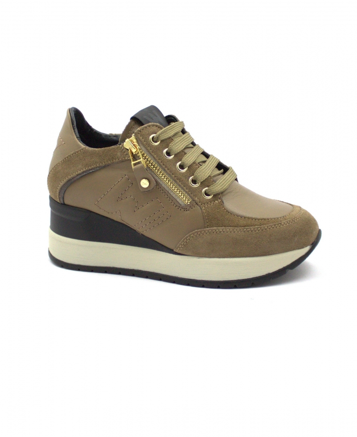 MELLUSO WALK R25549 cocco marrone scarpe donna zeppa con lacci zip