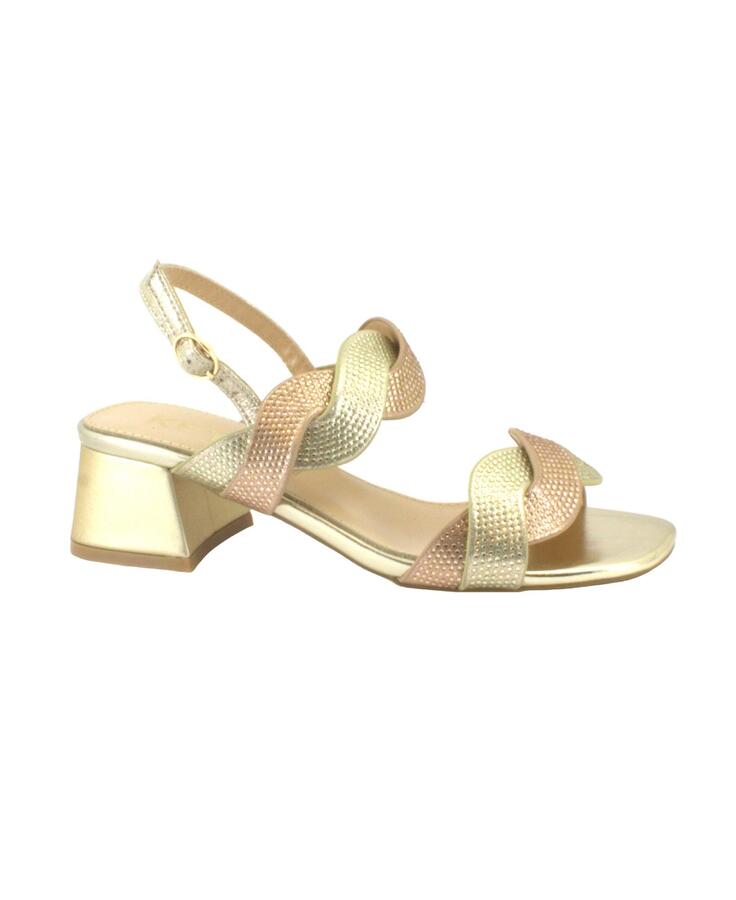 KEYS 7906 old pink oro scarpe donna sandalo cinturino brillantini intreccio