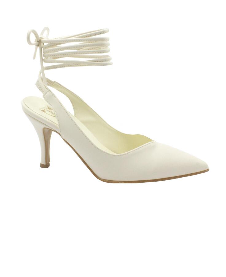 DIVINE FOLLIE 3549 beige bianco scarpe donna decolleté tacco punta lacci alla caviglia