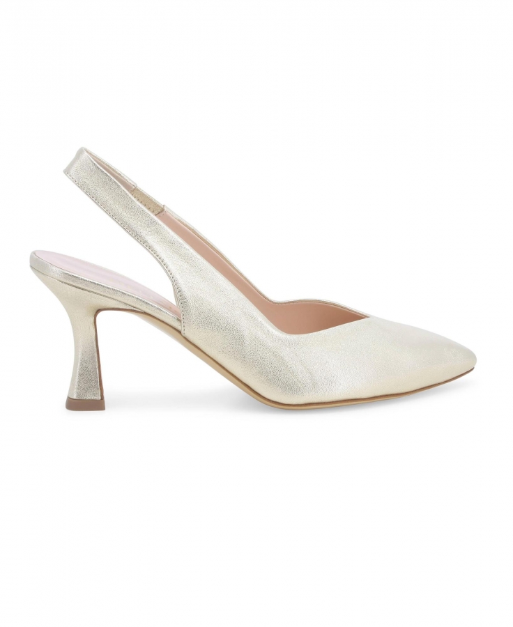 MELLUSO D168 platino scarpe donna decolletè slingback pelle punta tacco