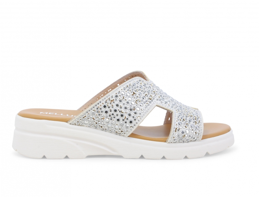 Ciabatta donna in tessuto bianco r80232