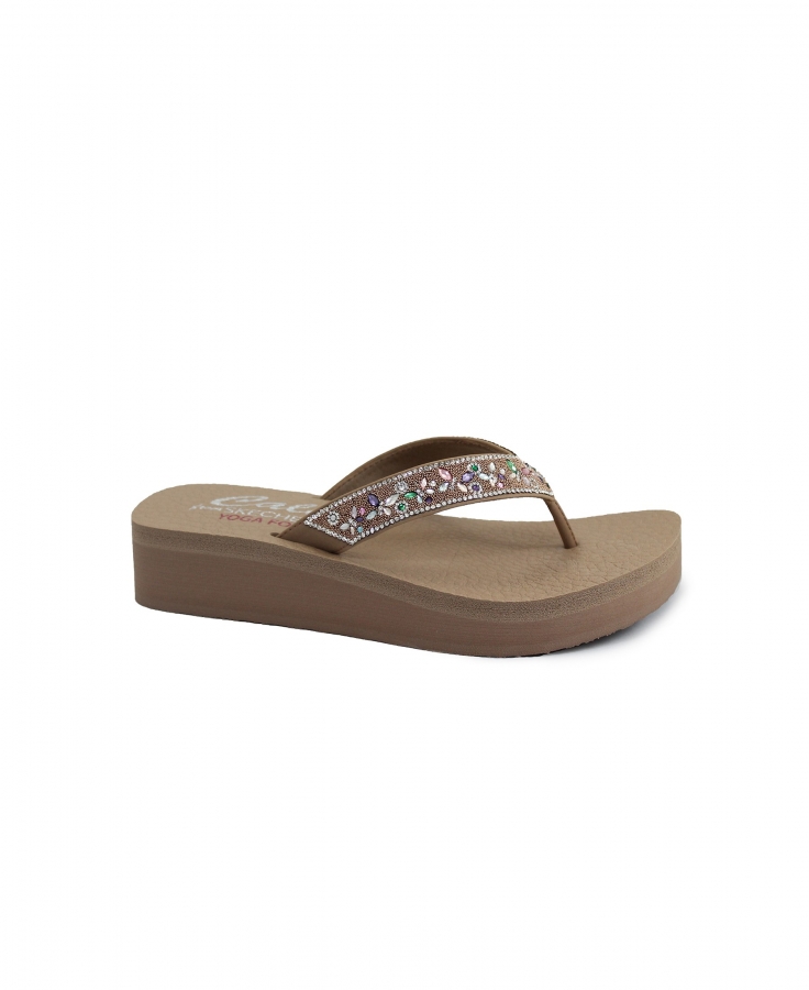 SKECHERS 119642 VINYASA mocha beige ciabatte donna infradito yoga foam strass