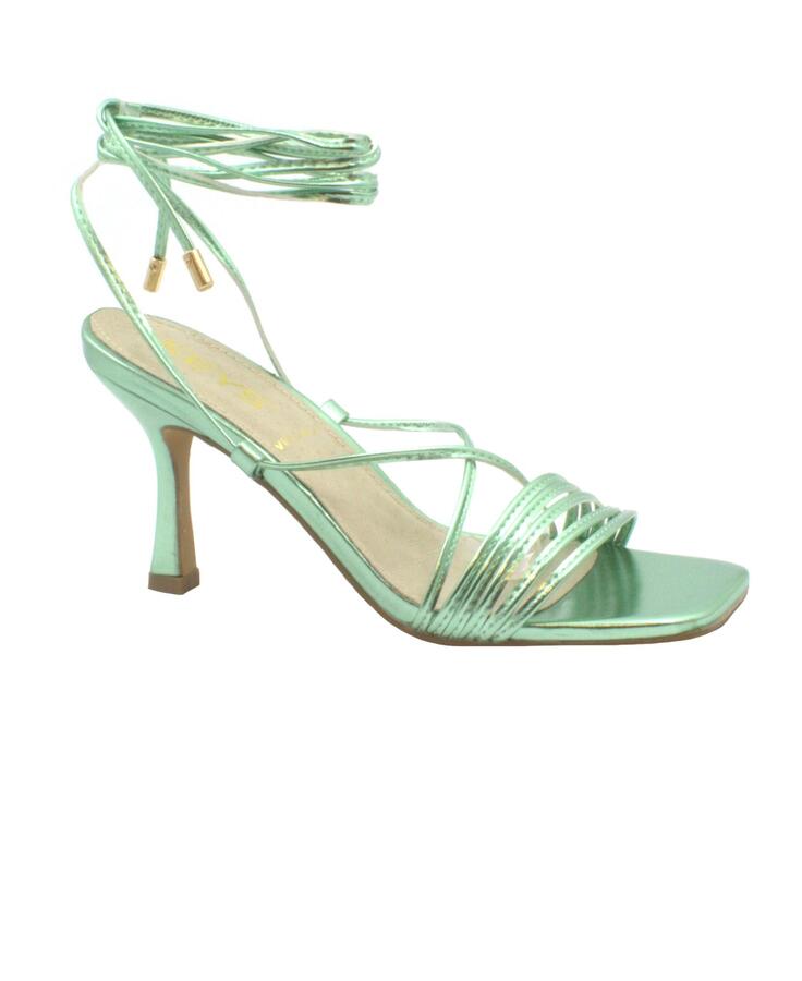 KEYS 8042 laminato green verde scarpe donna sandalo lacci alla caviglia