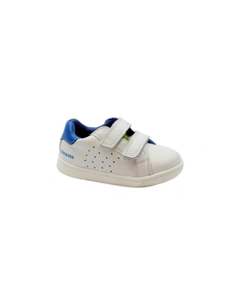 FALCOTTO KINER LOW 17749 white bianco blu scarpe sneakers bambino strappi pelle