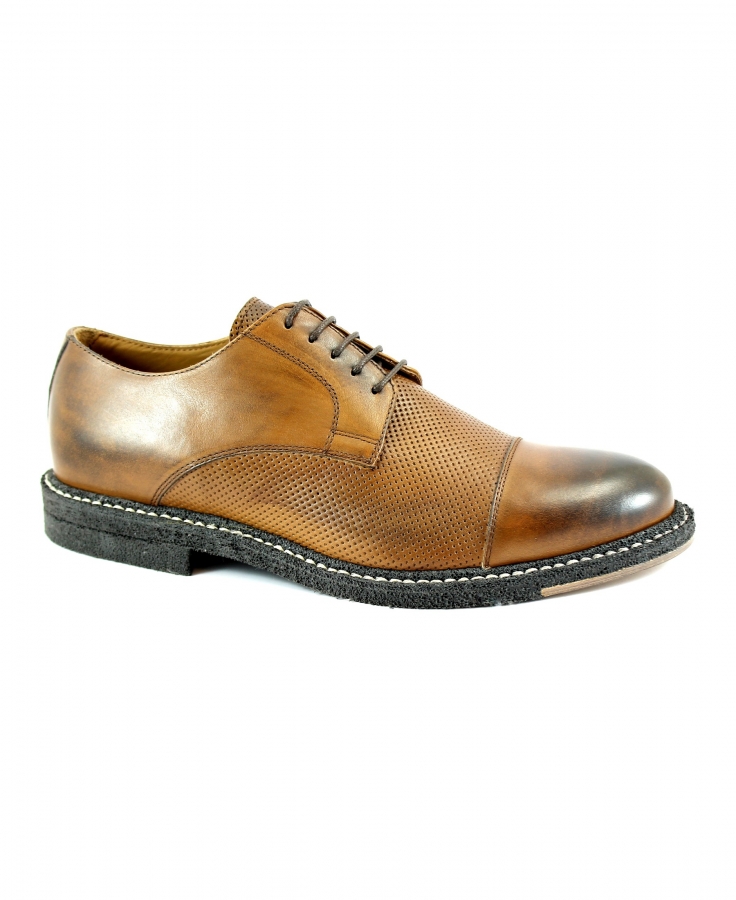 FRANCO FEDELE 6462 lornat marrone scarpe uomo derby puntale elegante pelle