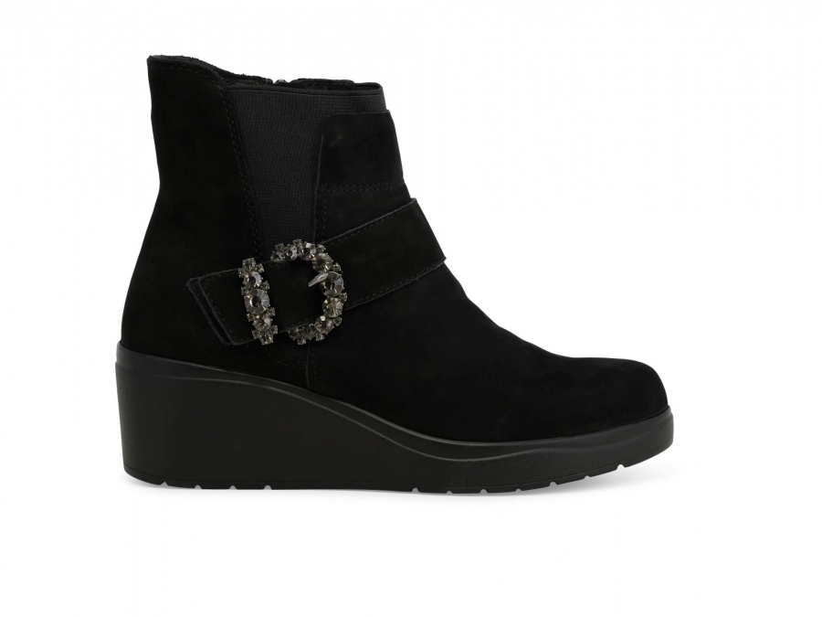 Stivaletto comodo donna in morbida pelle nero k53019