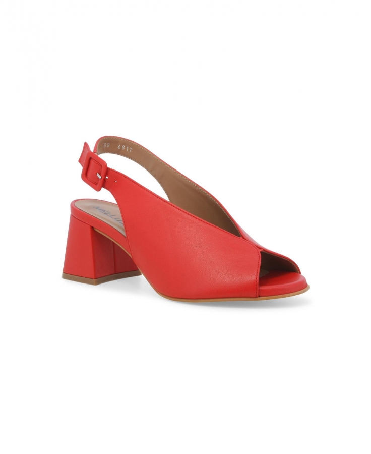 MELLUSO N622 rosso scarpe donna sandali tacco pelle cinturino