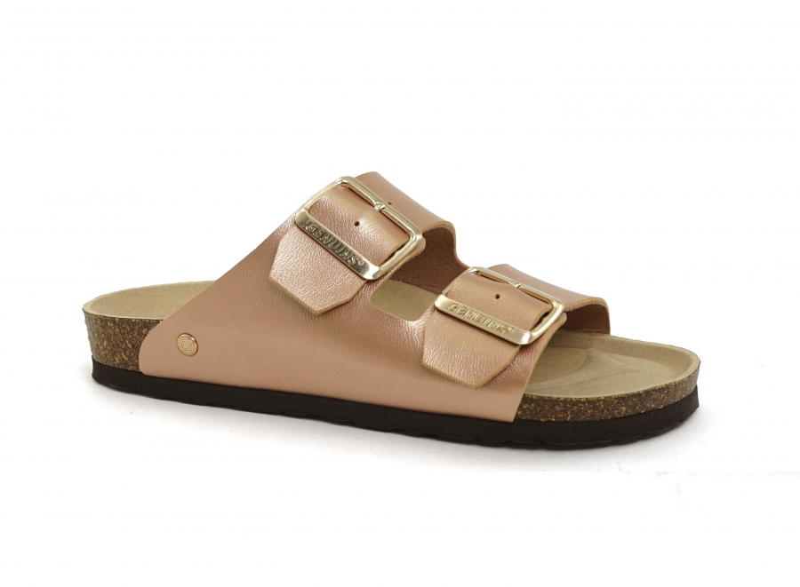 GENUINS HONOLULU VEGAN SHINY ciabatte donna rosa laminato doppia fascia sughero