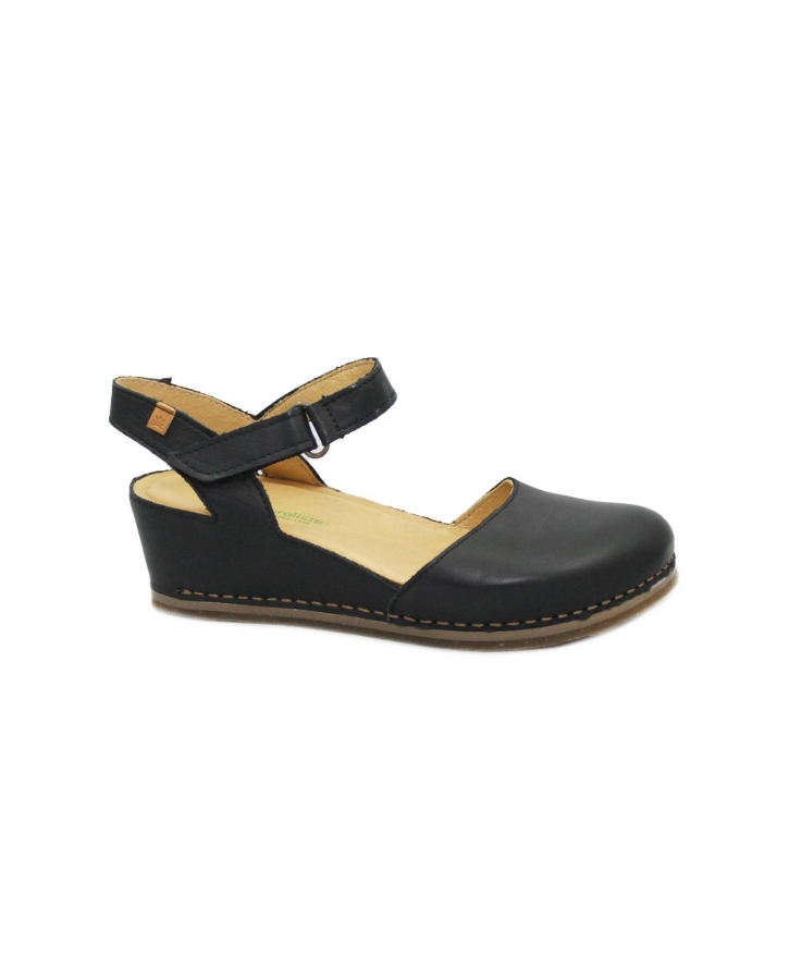EL NATURALISTA 5850 PICUAL black sandali donna zeppa strappo
