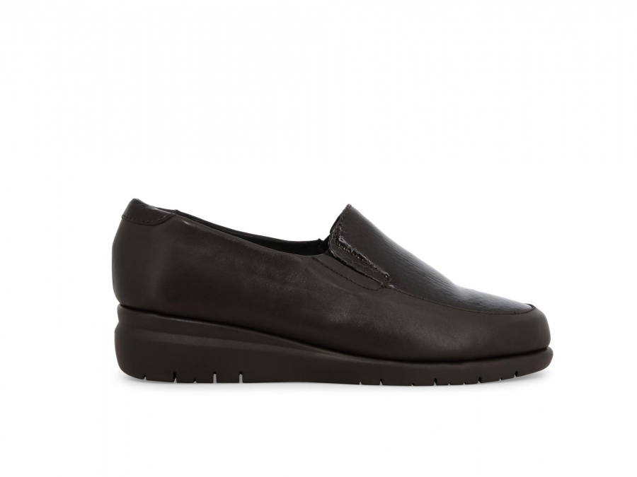 Mocassino comodo donna in morbida pelle marrone k55242