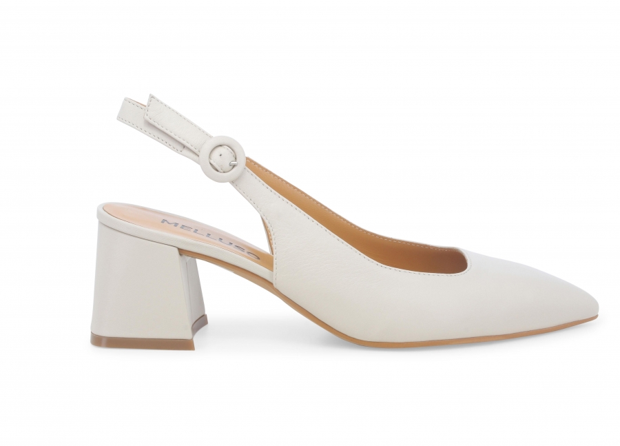 Decollete donna slingback in pelle bianco milk d179z