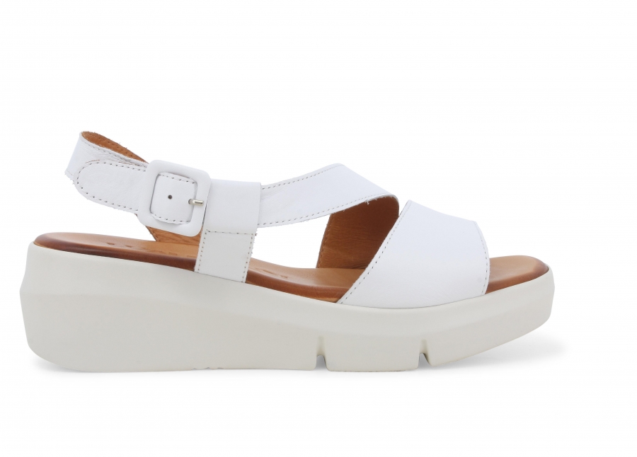 Sandalo donna comodo incrocio in pelle bianco r80424z