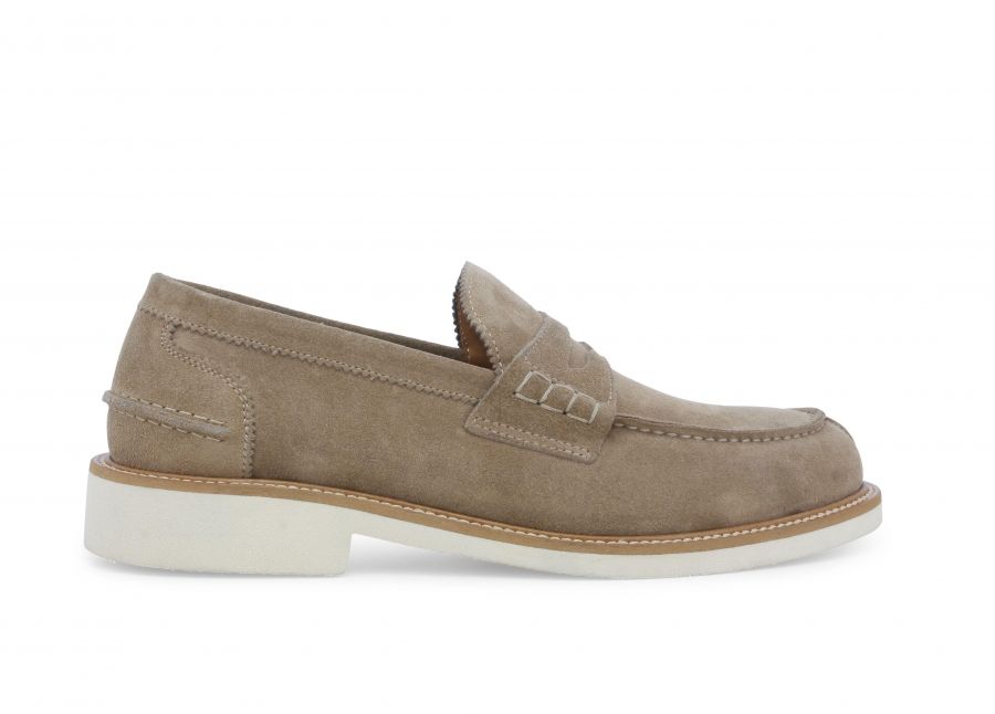 Mocassino uomo in camoscio beige sand u0890z