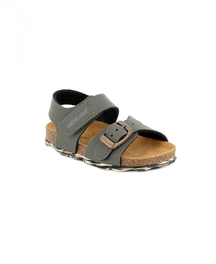 GRUNLAND ARIA SB1640 oliva multi sandalo bambino strappo fibbia birk