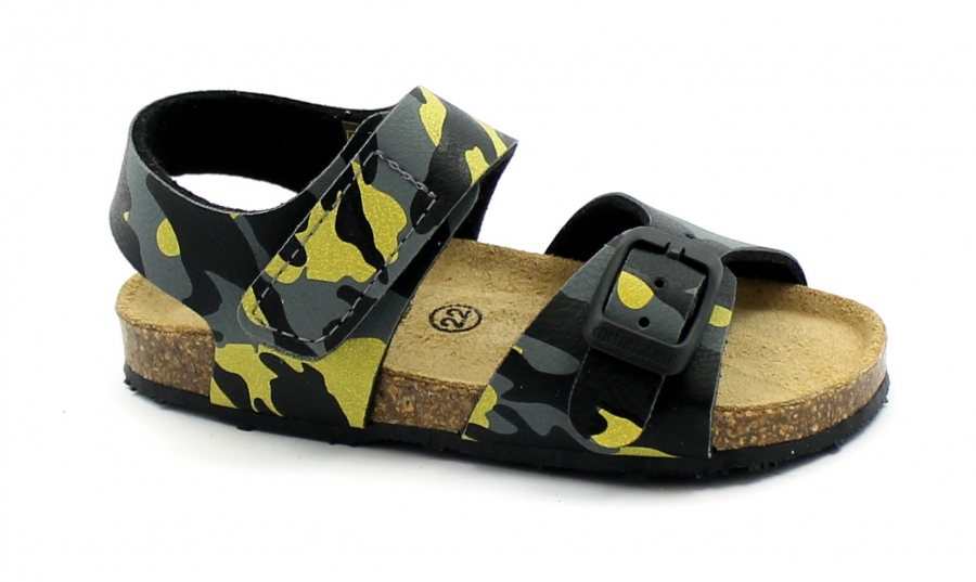GRUNLAND AFRE SB0384 giallo militare sandalo bambino strappo fibbia birk
