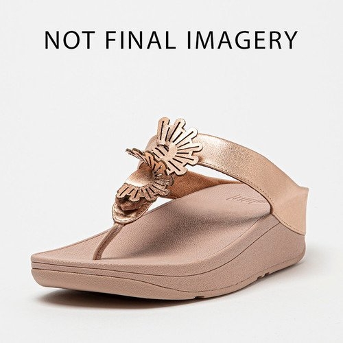 FitFlop FINO SCALLOP-TWIST LEATHER TOE-POST SANDALS ROSE GOLD (size: 6,5)