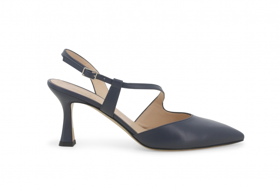 Decollete donna slingback in pelle blu abyss e1634zv