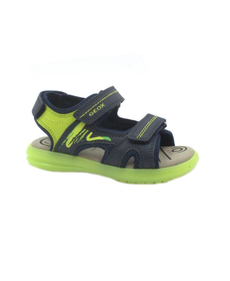 GEOX J15DRD 28/35 navy lime green blu scarpe bambino sandali strappi traspiranti