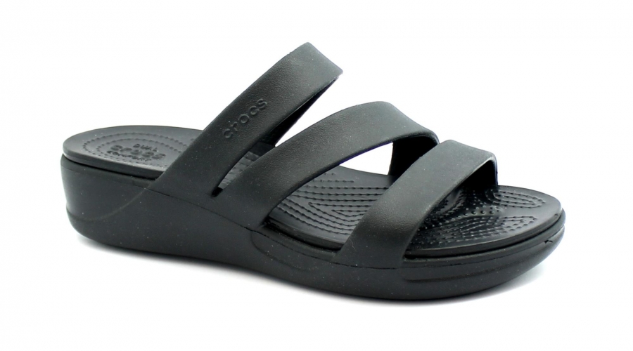CROCS MONTEREY BLACK 206304 nero ciabatte donna gomma zeppa