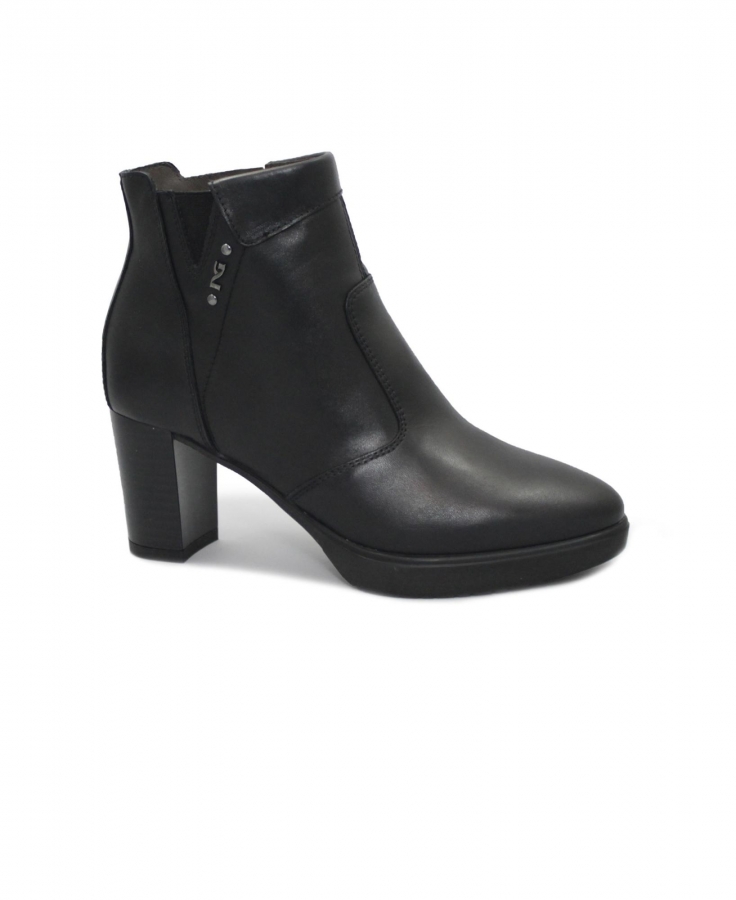 NERO GIARDINI 1380 nero stivaletti donna tronchetti zip tacco pelle