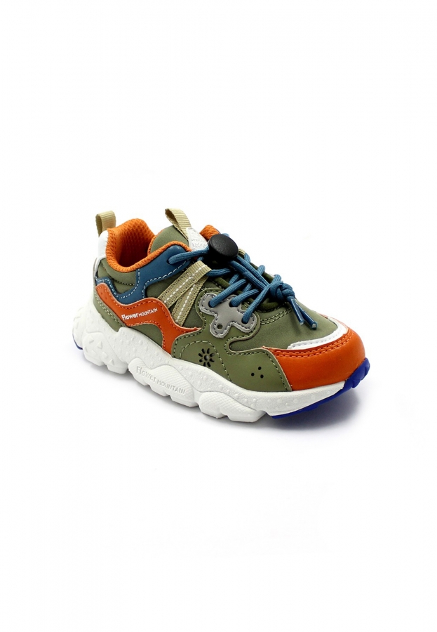 FLOWER MOUNTAIN YAMANO 15497 orange militare azure sneakers scarpe bambino vegan