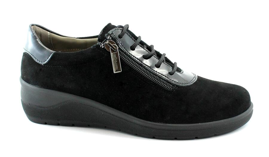 GRUNLAND DAPE SC4730 nero scarpe donna sneakers lacci pelle + zip