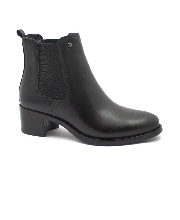 KEYS 8531 black nero pelle scarpe donna stivaletto elastici mid tacco 5