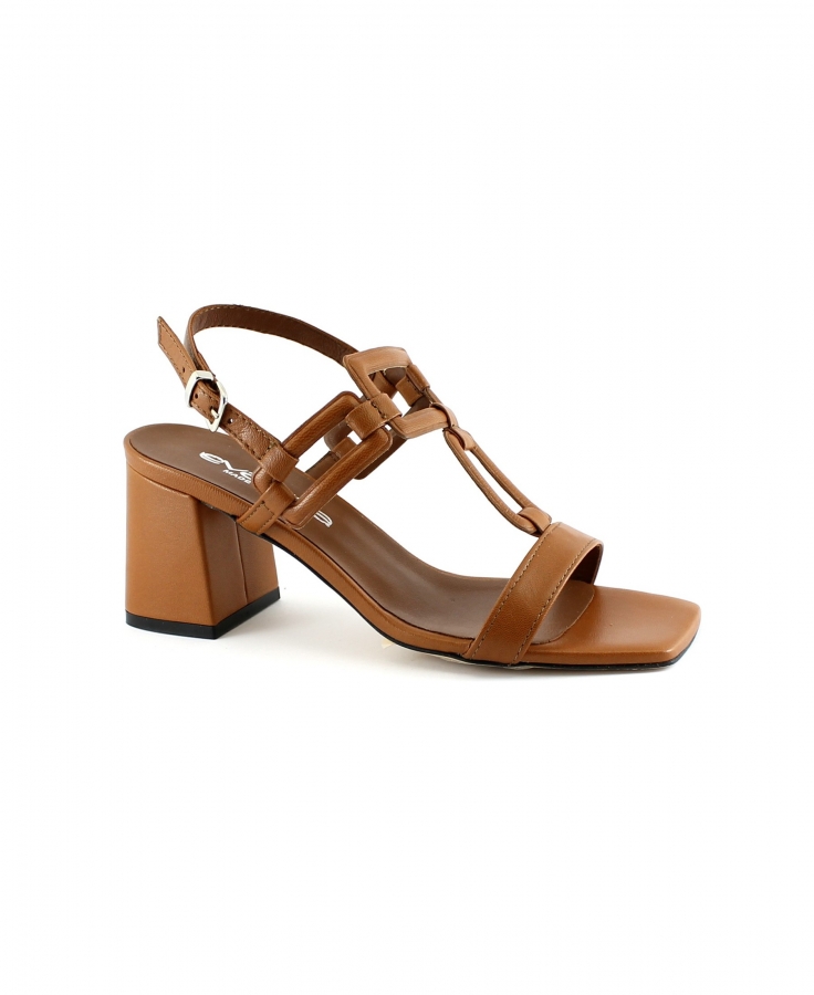 EVALUNA 5249 glamour sella cuoio donna scarpe sandalo tacco cinturino