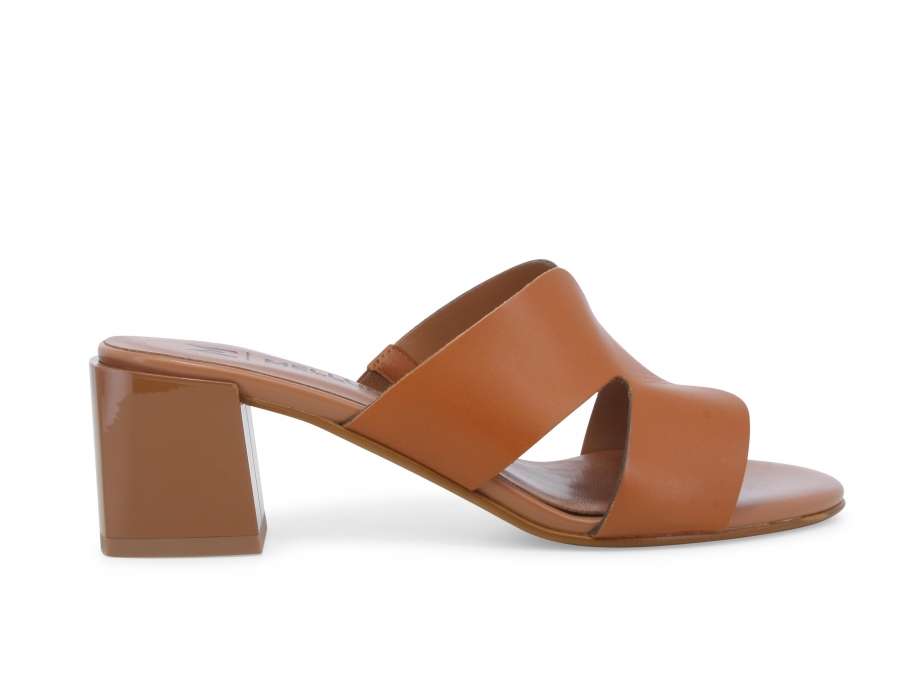 Ciabatta donna comoda in pelle cognac k35136z