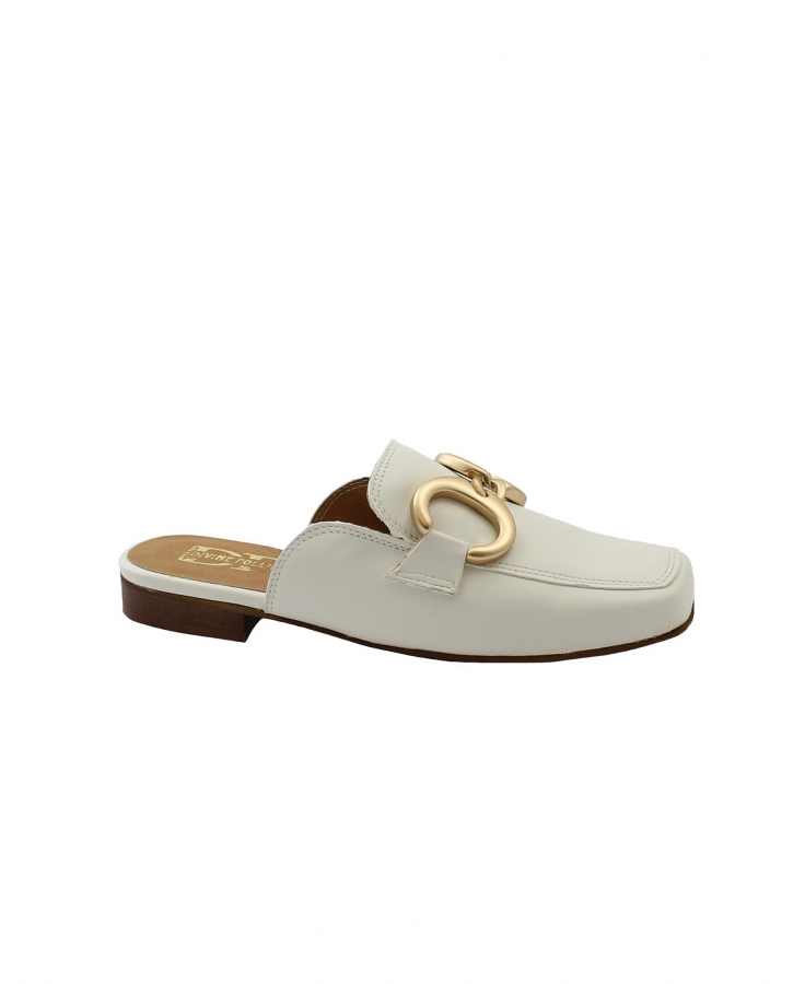 DIVINE FOLLIE 832 milk bianco ciabatta donna sabot morsetto punta quadrata pelle