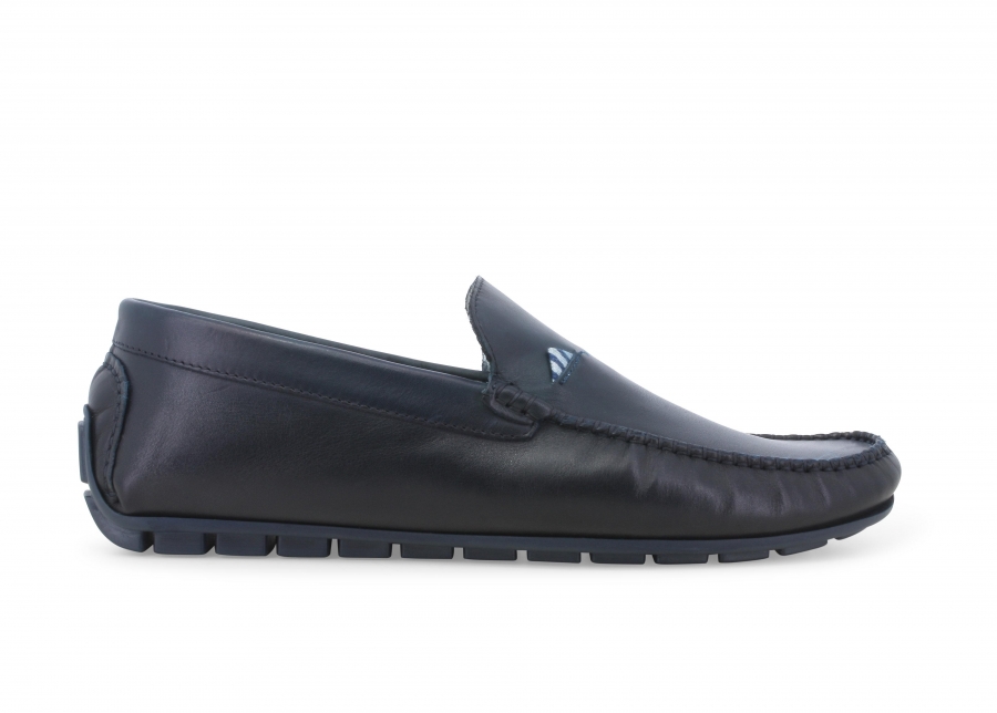 Mocassino uomo in pelle blu notte u16017z